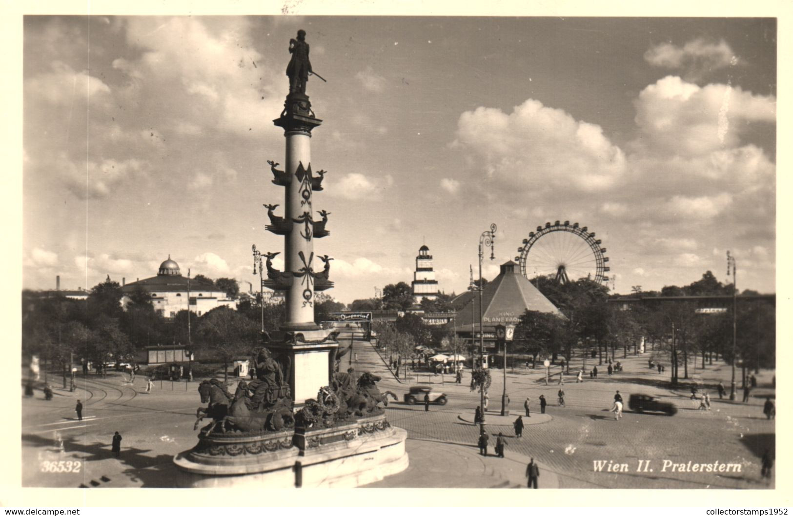 VIENNA, PRATER, MONUMENT, STATUE, GIANT WHEEL, ARCHITECTURE, CAR, AUSTRIA, POSTCARD - Prater