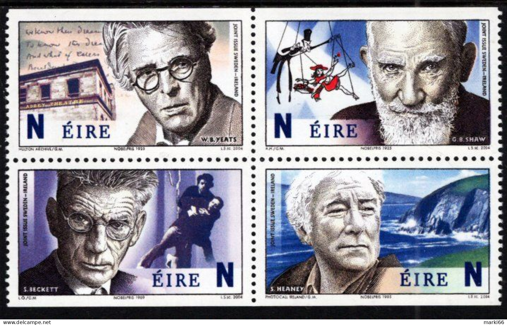 Ireland - 2004 - Nobel Literature Prize Winners - Joint Issue With Sweden - Mint Booklet Stamp Set - Nuevos