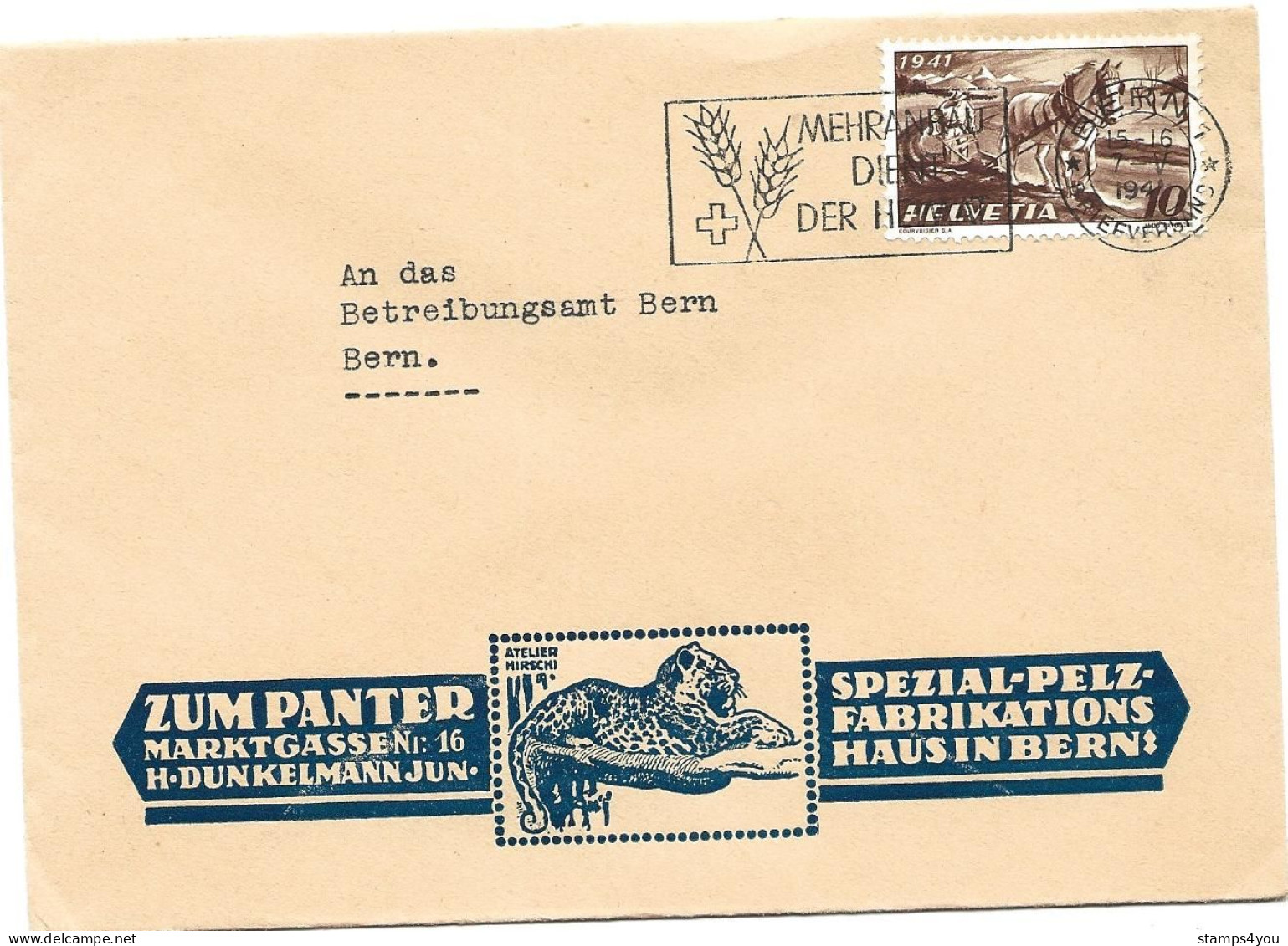 125 - 45 - Enveloppe Avec Oblit Mécanique Bern 1941 - Storia Postale