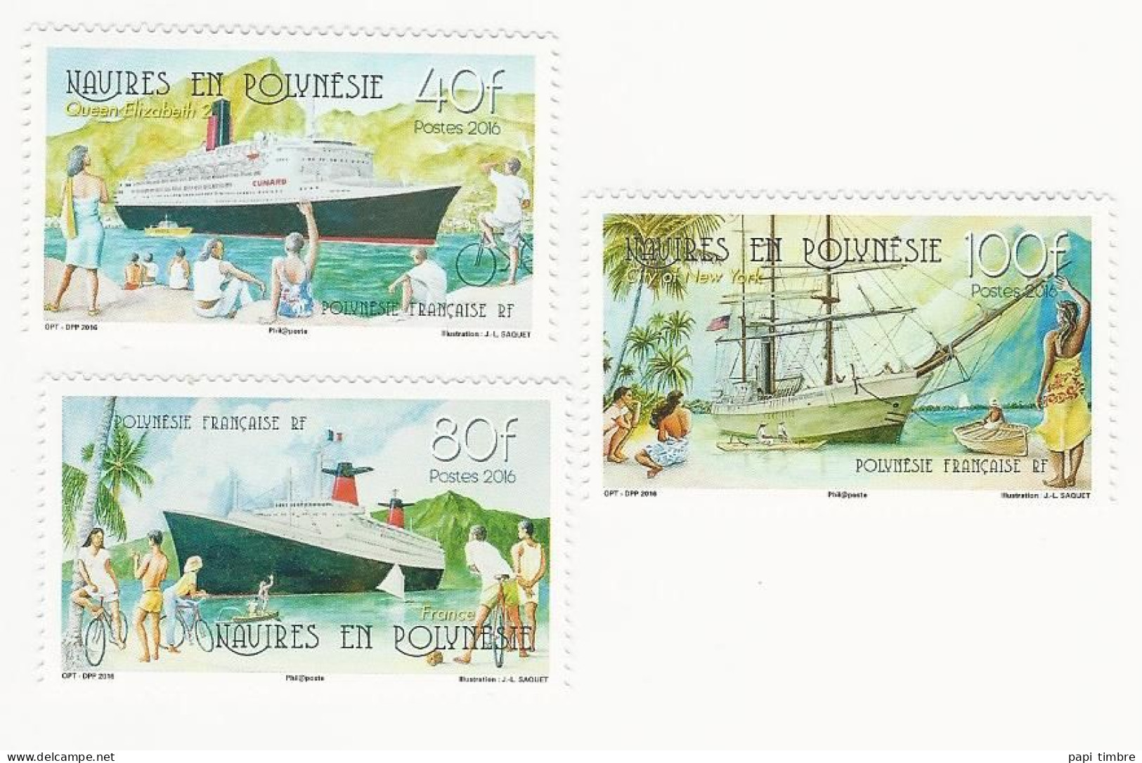 Polynésie-2016-Navires En Polynésie - N° 1115 à 1117 ** - Unused Stamps