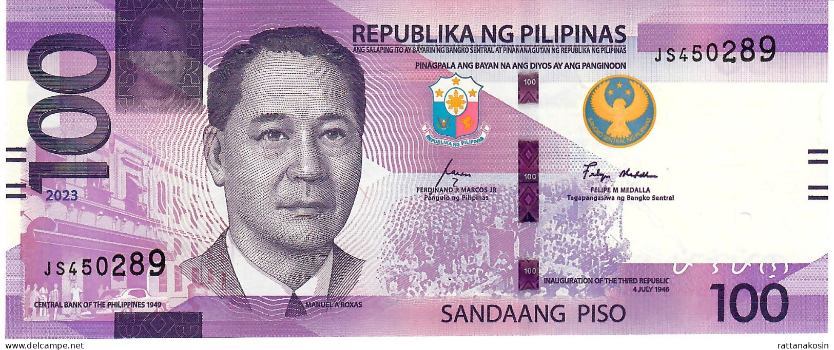 PHILIPPINES B1098c 100 PISO 2023 Signature 17 WITH TACTILES LINES FRONT   UNC. - Philippines