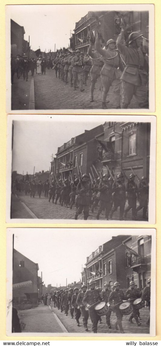 +++ Lot De 3 Photos - AUVELAIS - Militaria - Fin De Guerre 1940-45 - Evènement - Rue D' Eghezée // - Sambreville