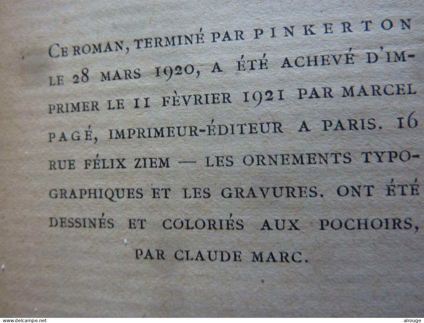 Fantoches, Roman Par Pinkerton, 1921, Gravures Et Ornements Dessinés Et Enluminés Par Claude Marc - Other & Unclassified