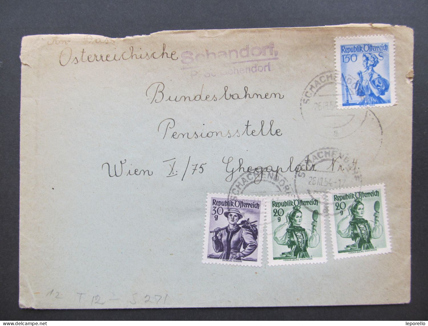 BRIEF Schachendorf Postablage Schandorf - Wien 1954 // D*59487 - Covers & Documents