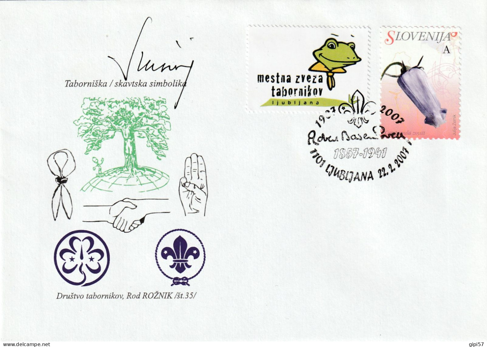 SCOUT SLOVENIA 2007 - 150TH BADEN POWELL BIRTH ANNIVERSARY. FDC CINDERELLA SPECIAL CANCEL LJUBLJANA - Slovenia