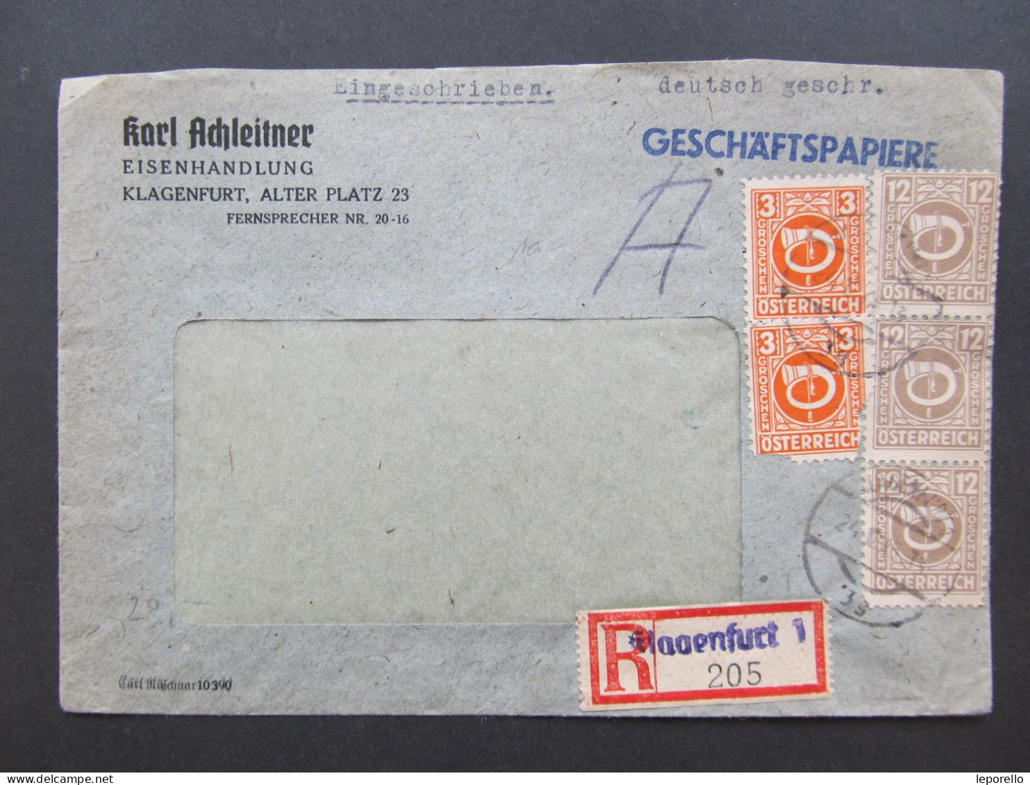 BRIEF Klagenfurt Karl Achleitner 1945  // D*59488 - Brieven En Documenten