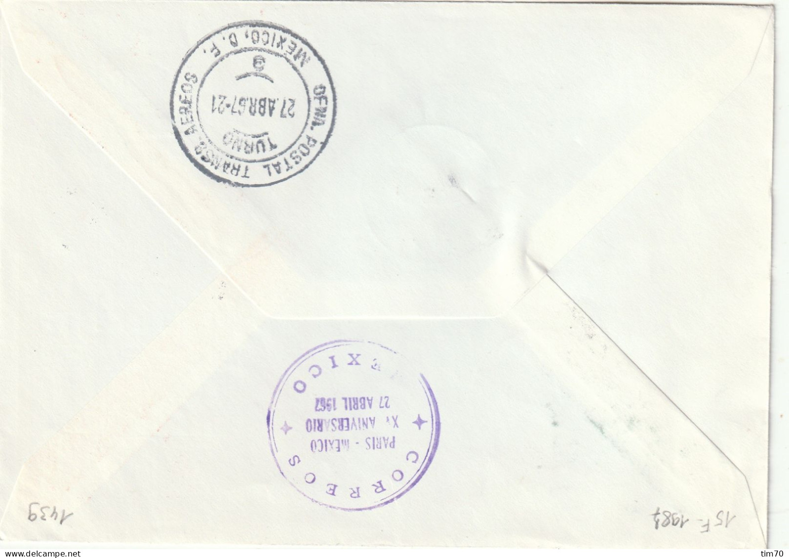 AIR  FRANCE    15 ° ANNIVERSAIRE   PARIS - MEXICO - Manual Postmarks