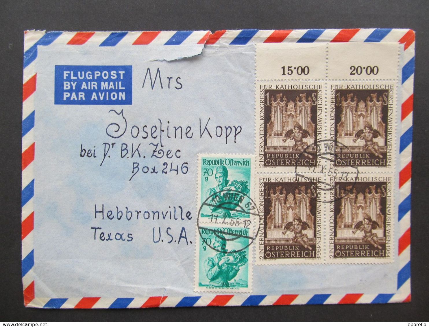 BRIEF Wien - Hebbronville Texas 1955  // D*59490 - Lettres & Documents