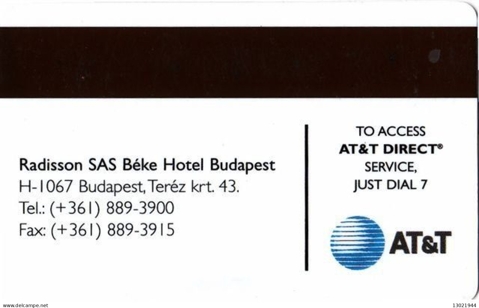 UNGHERIA KEY HOTEL    Radisson SAS Béke Hotel Budapest (889-3900) - Hotelsleutels (kaarten)