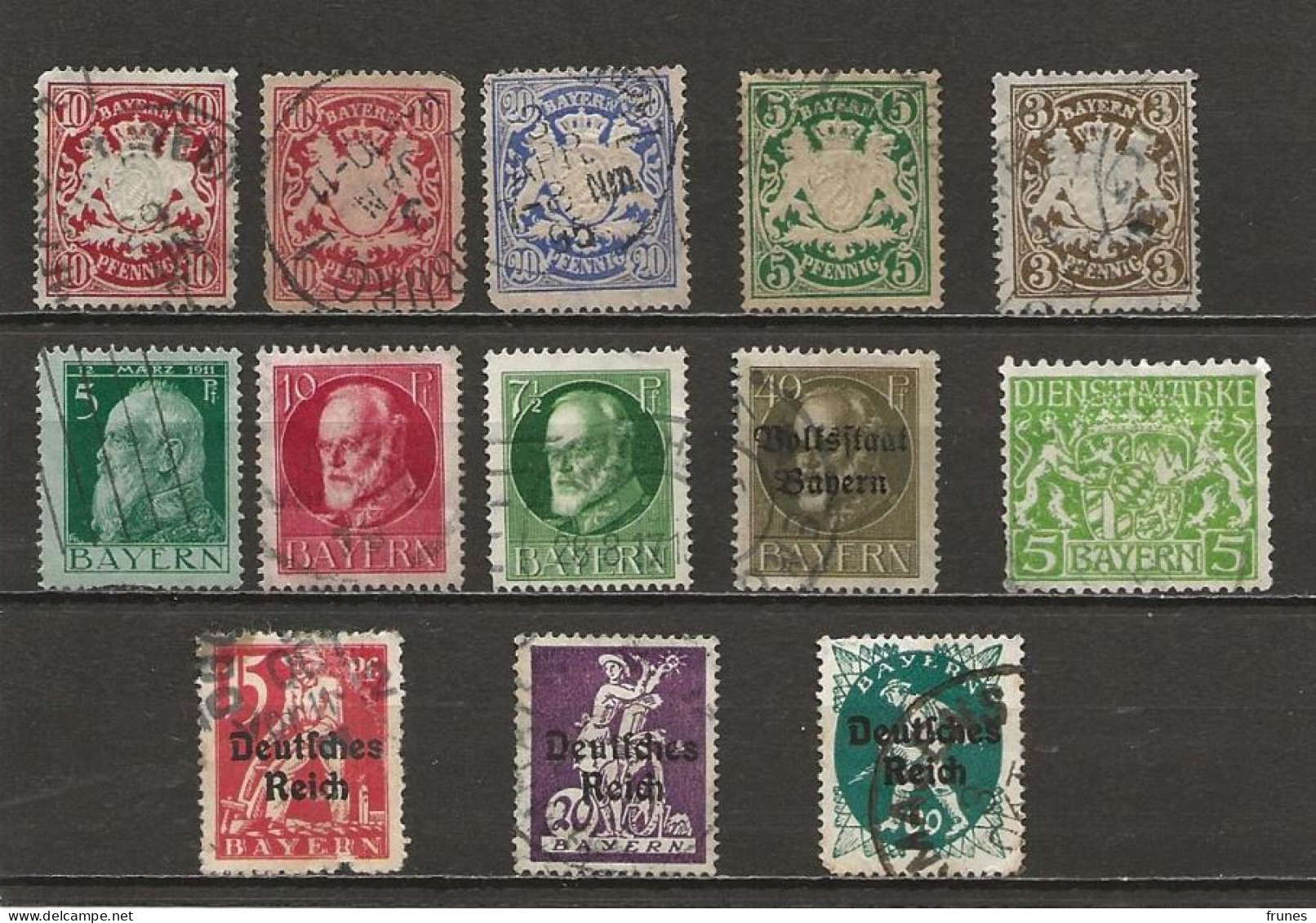 Lots Bayern + (Bayern Deutsches Reich) 1888-1920 - Used