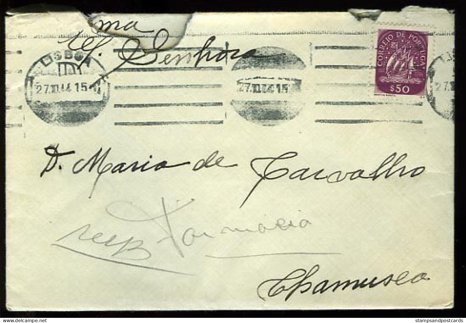 Portugal Lettre Censure Postale Prison De Lisbonne 1944 Rare Postal Stationary Inmate Jail Mail Censorship Mark - Covers & Documents