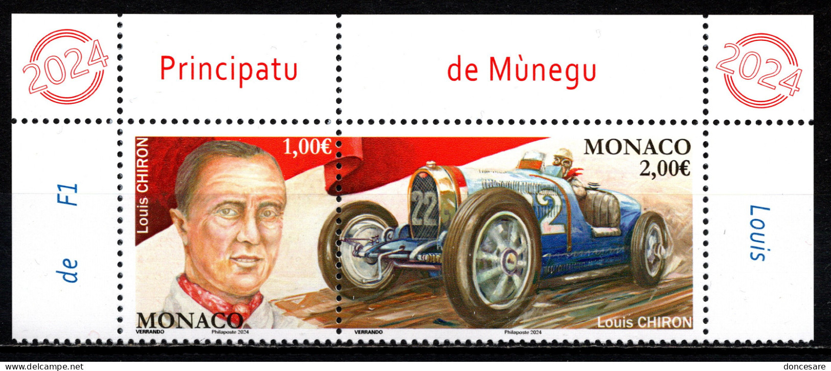 MONACO 2024 -DUO / LES PILOTES MYTHIQUES DE F1 - LOUIS CHIRON - NEUFS ** - Unused Stamps