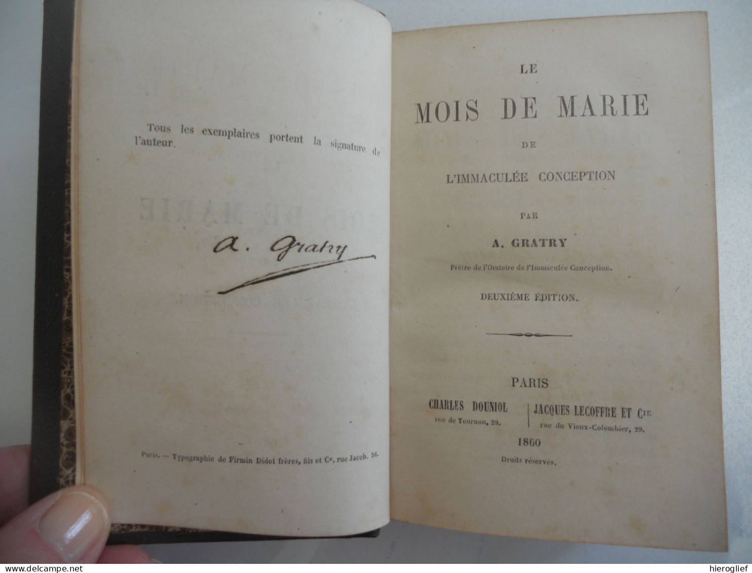 Le MOIS De MARIE De L'Immaculée Conception Par A. Gatry 1860 Paris Charles Douniol Jacques Lecoffdre Et Cie - Religione