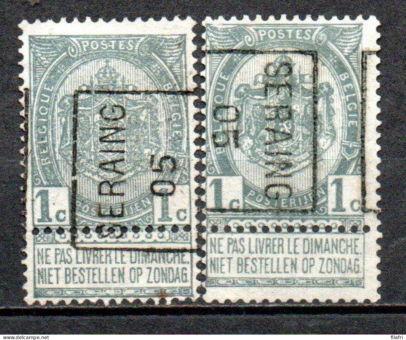 692 Voorafstempeling Op Nr 53 - SERAING 05 - Positie A & B - Rollo De Sellos 1900-09