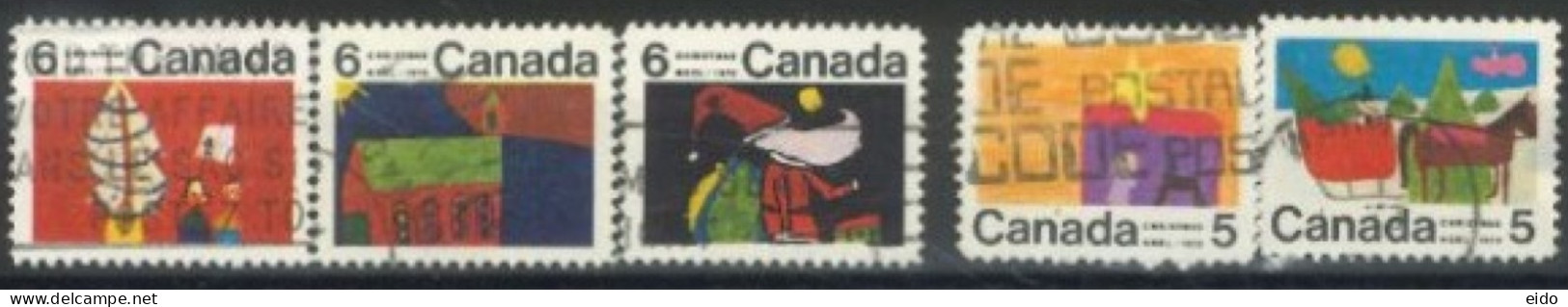CANADA - 1970, CHRISTMAS STAMPS SET OF 5, USED. - Usati