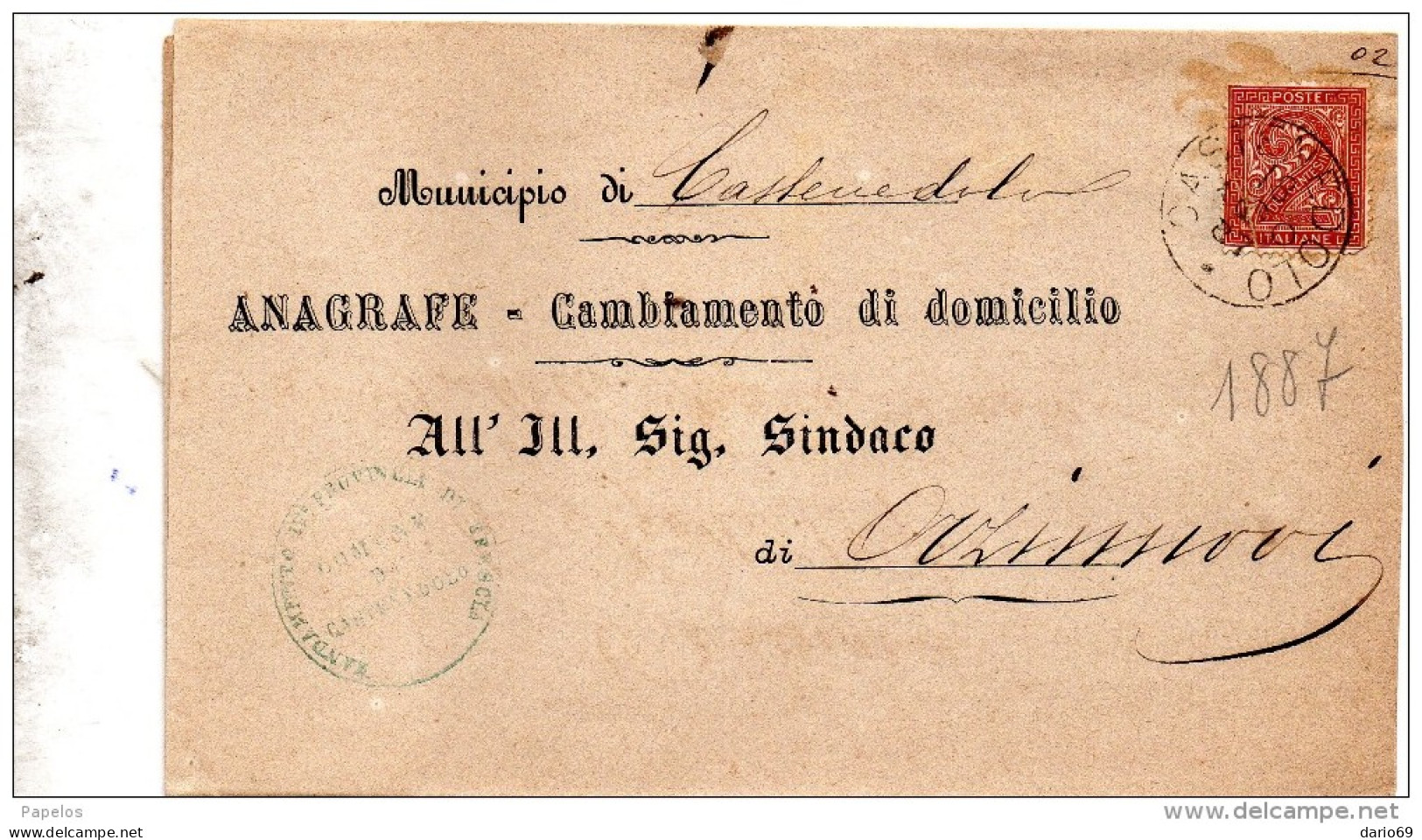 1887  LETTERA CON ANNULLO CASTENEDOLO  BRESCIA - Storia Postale