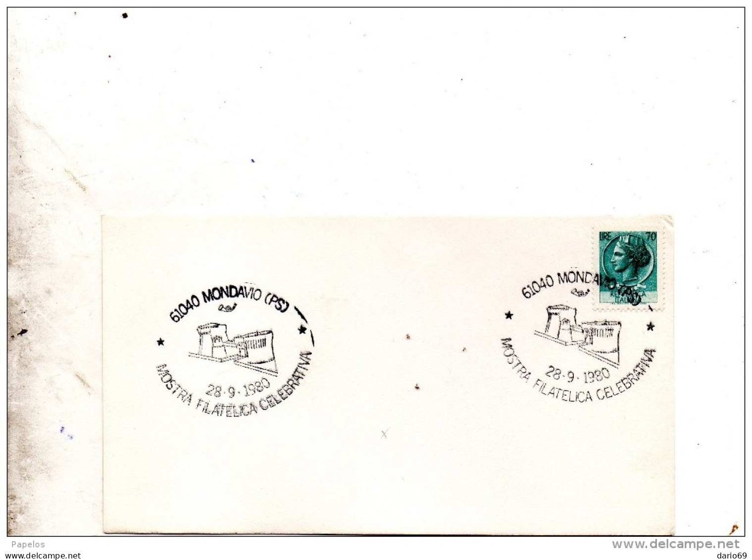 1980 CARTOLINA CON ANNULLO MONDAVIO PESARO MOSTRA   FILATELICA CELEBRATIVA - 1971-80: Poststempel