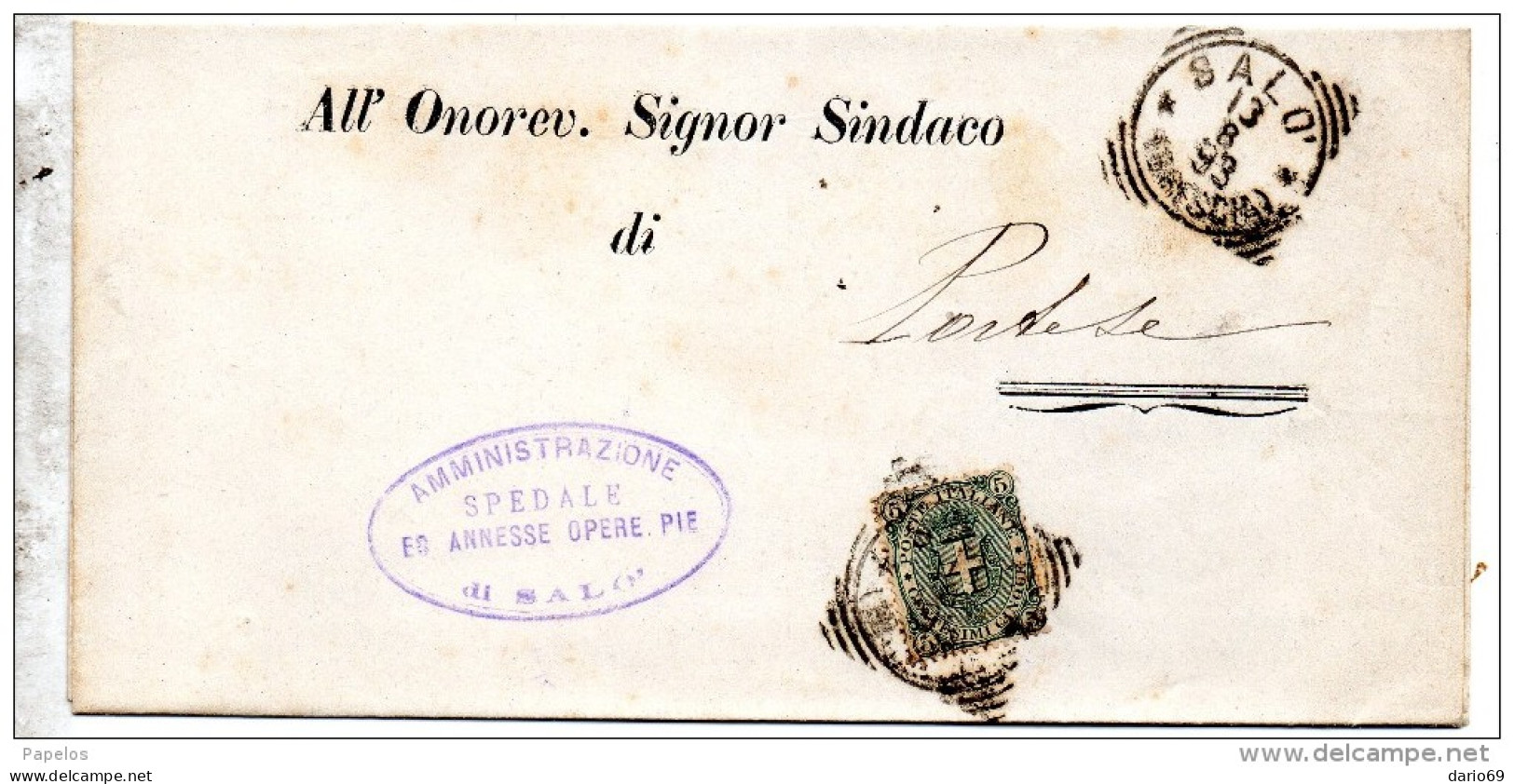 1893  LETTERA CON ANNULLO  SALO' BRESCIA - Marcophilie