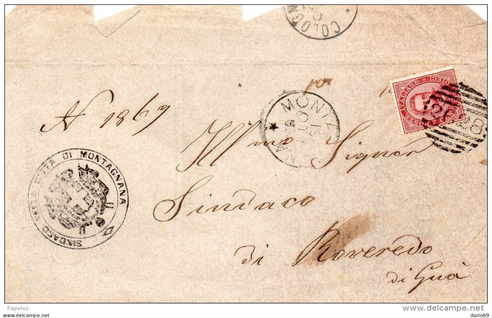1885  LETTERA CON ANNULLO  MONTAGNANA PADOVA - Poststempel