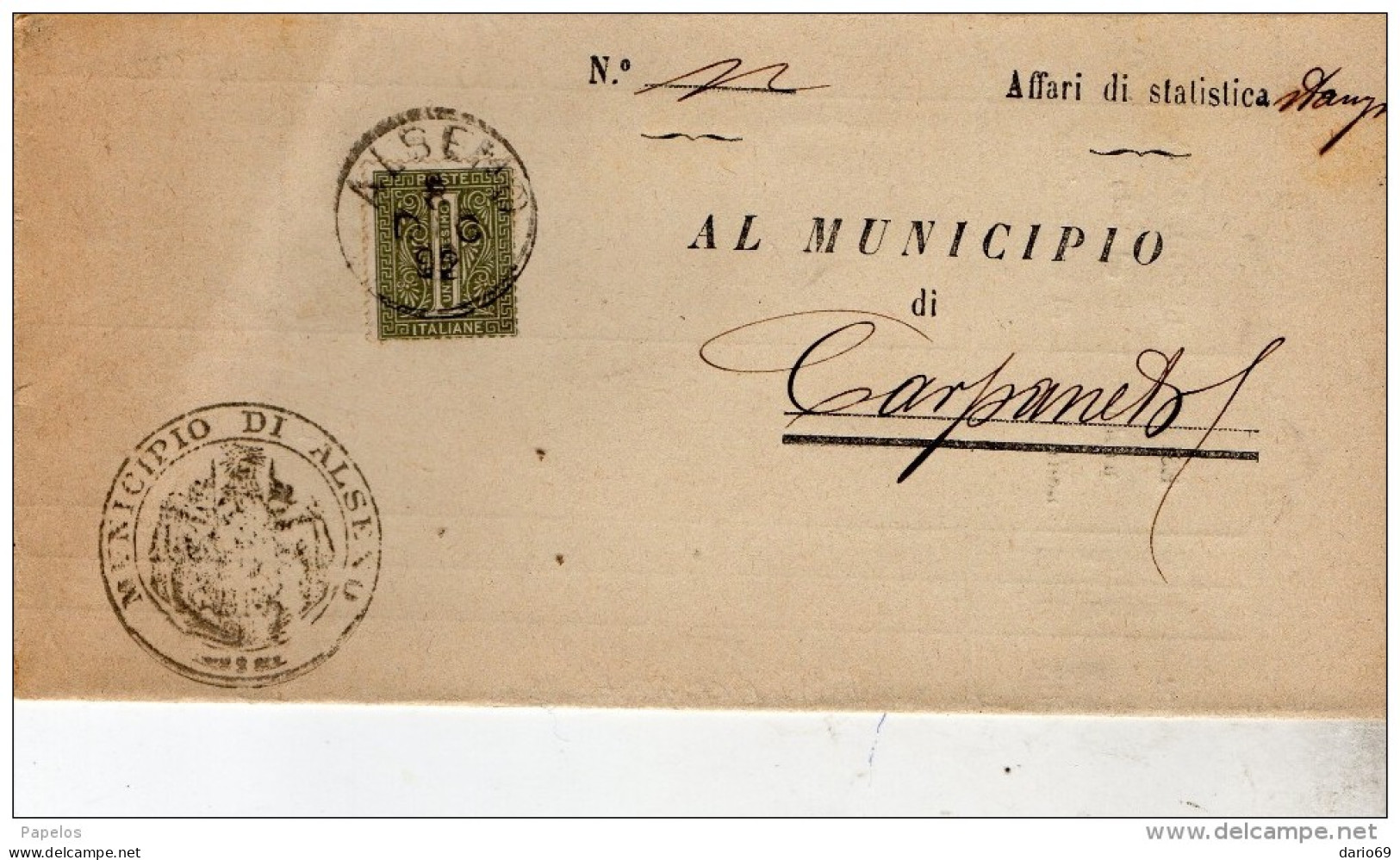 1892  LETTERA CON ANNULLO ALSENO PIACENZA - Marcofilía