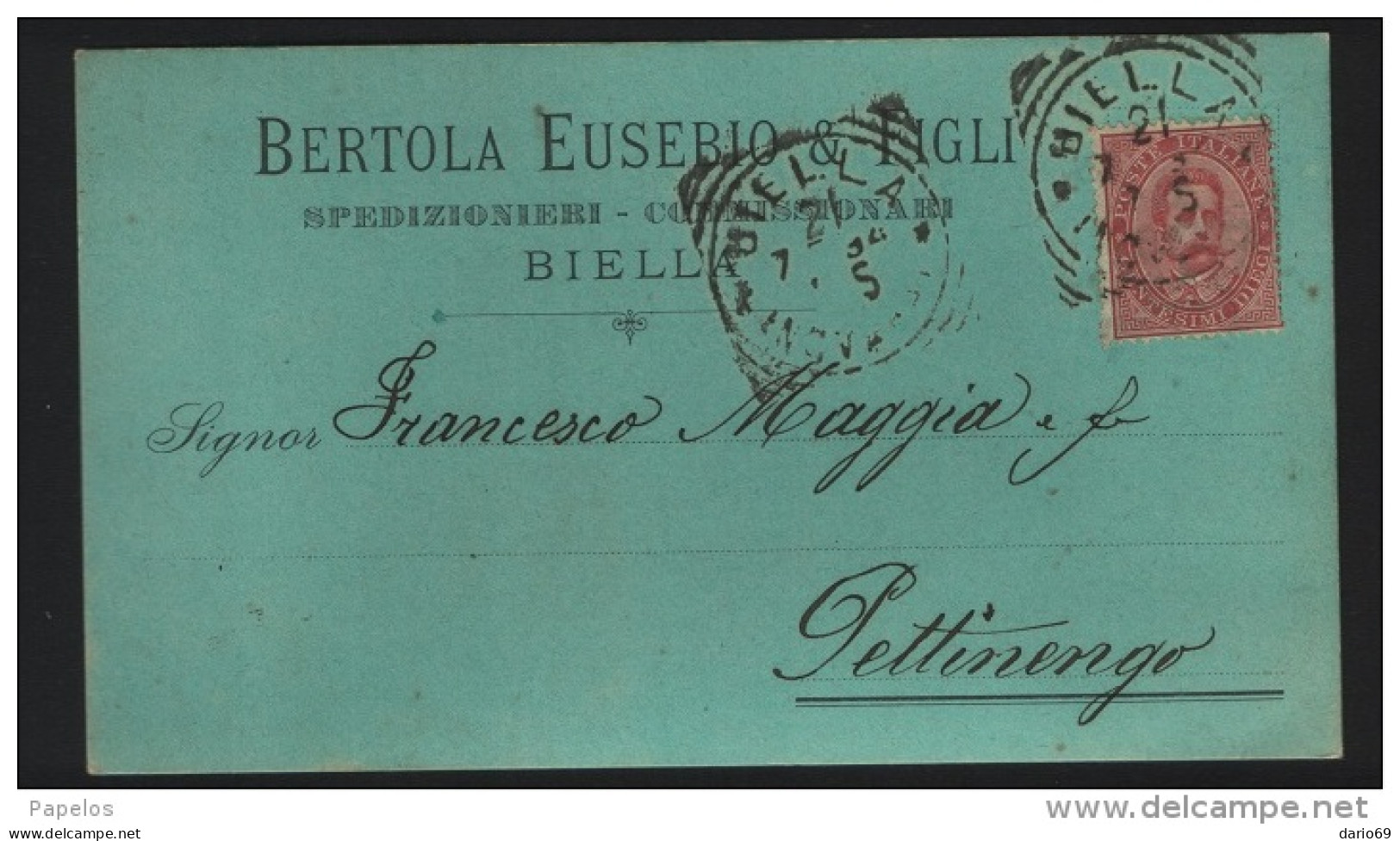 1894 CARTOLINA CON ANNULLO BIELLA NOVARA - Storia Postale