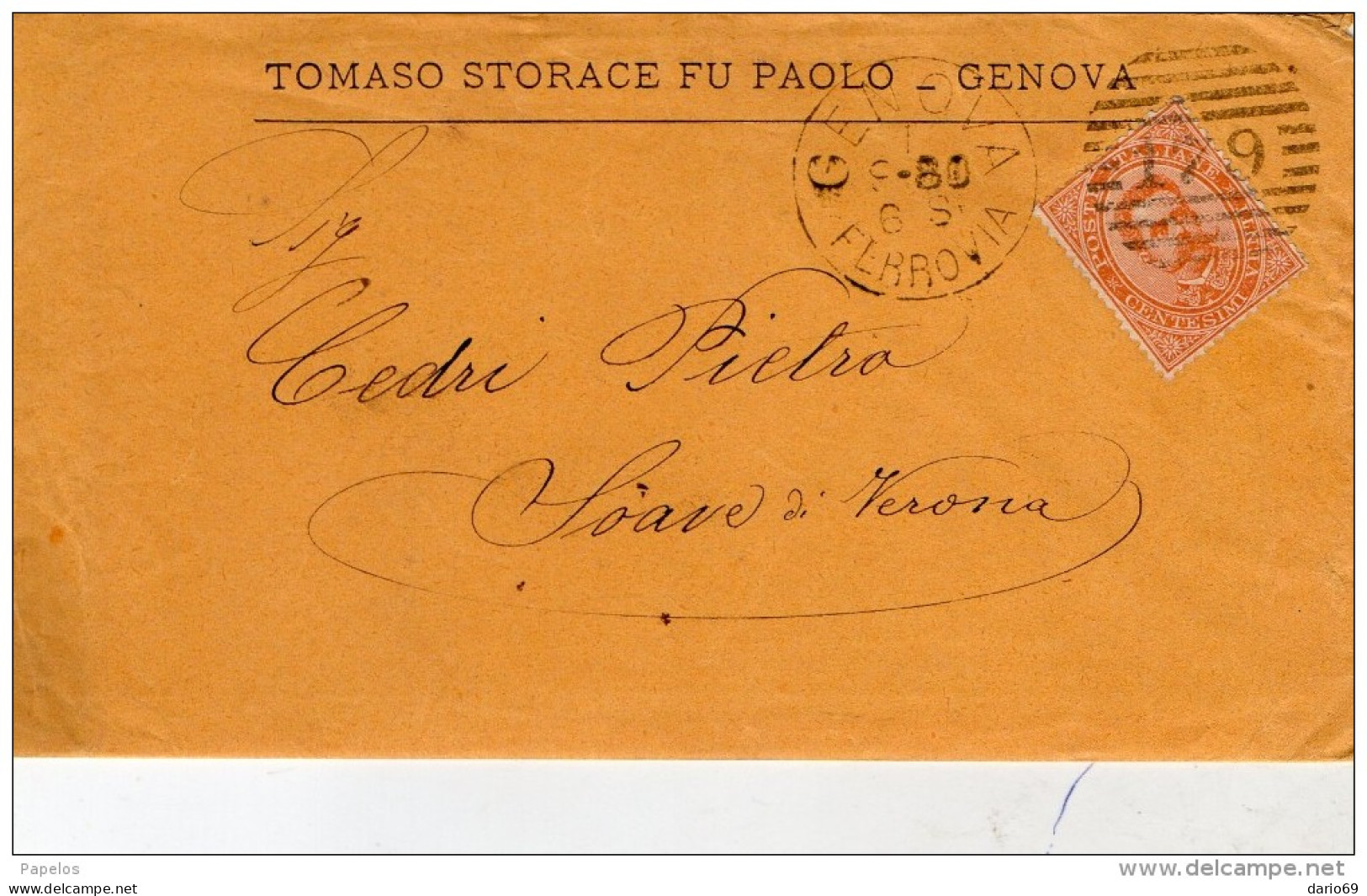 1880 LETTERA CON ANNULLO GENOVA - Storia Postale