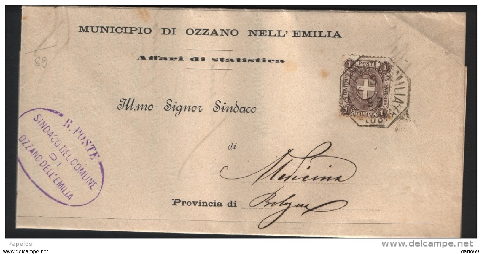 1898  LETTERA   CON ANNULLO  OZZANO NELL'EMILIA BOLOGNA - Marcofilie