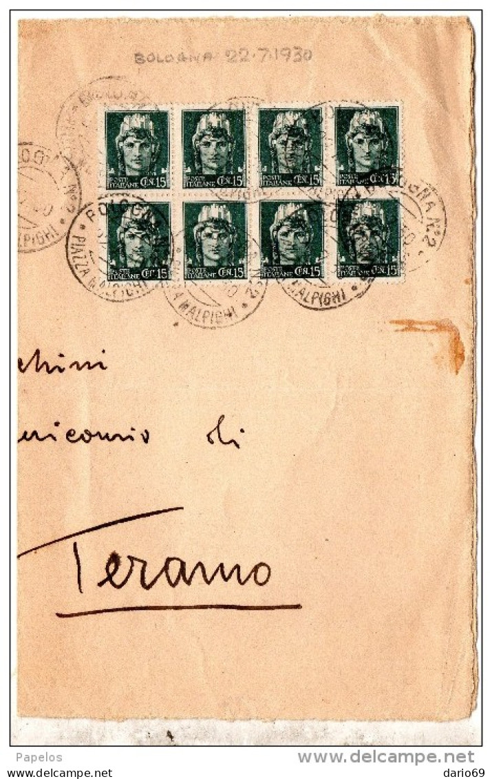 1930 FRONTESPIZIO CON ANNULLO BOLOGNA PIAZZA MALPIGHI - Storia Postale