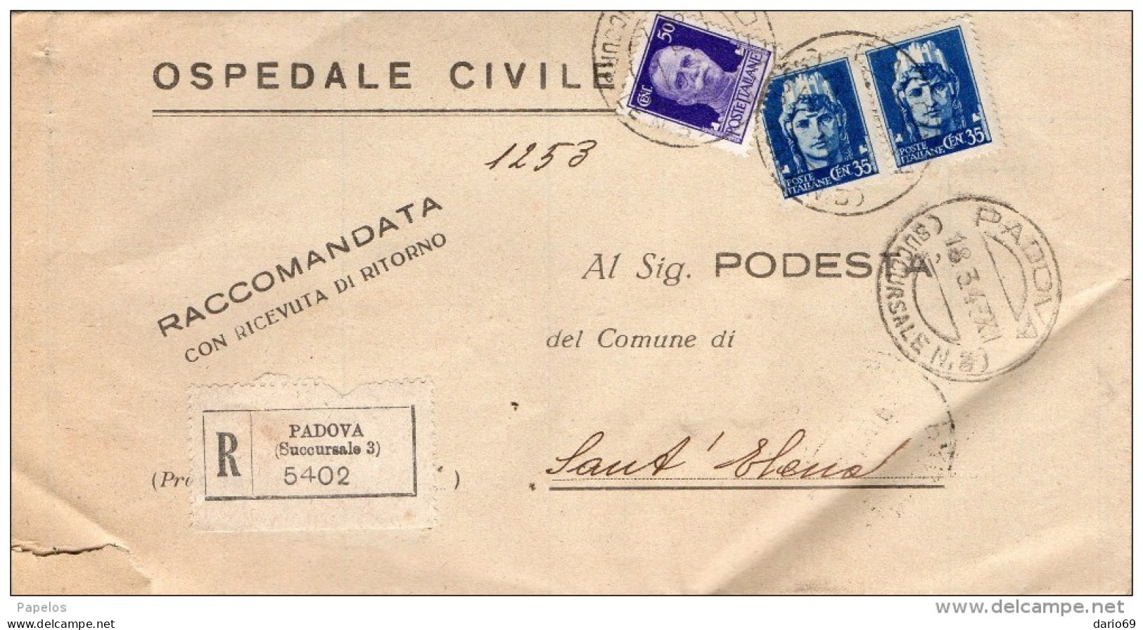 1943  LETTERA CON ANNULLO  PADOVA - Marcofilía