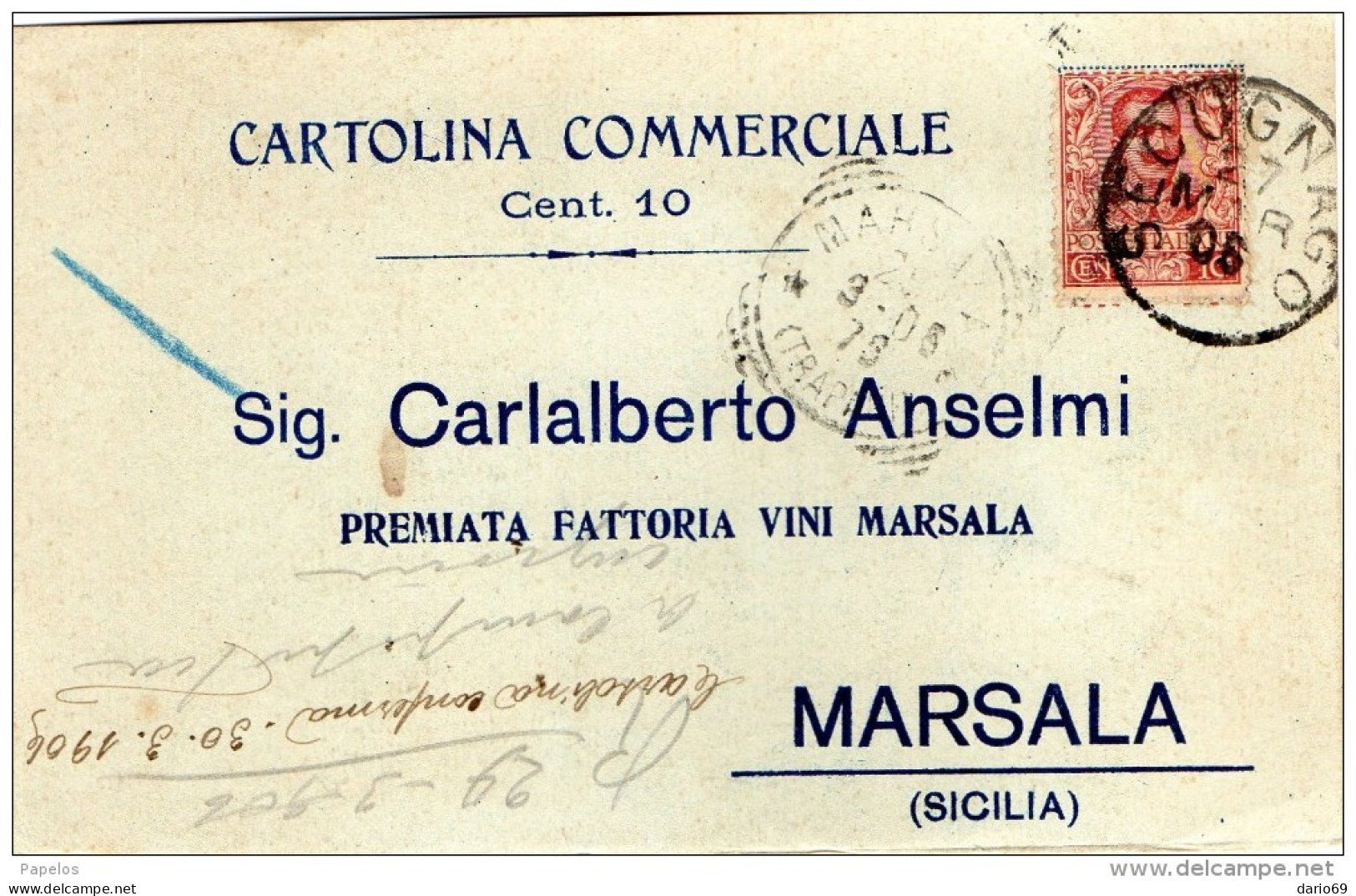 1906 CARTOLINA CON ANNULLO SECUGNAGO LODI - Marcophilia