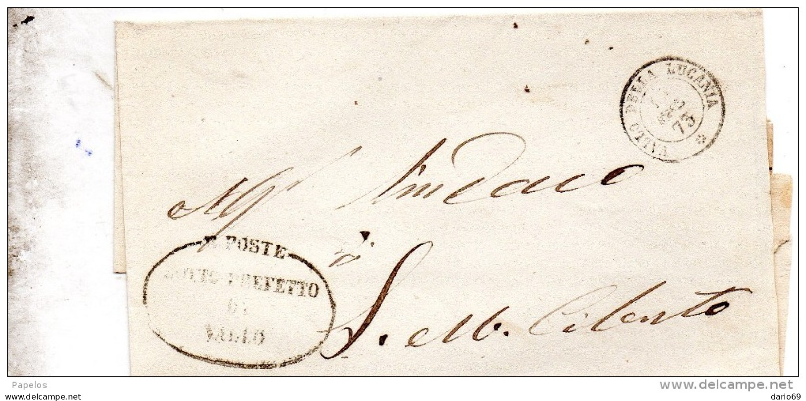 1873  LETTERA CON ANNULLO VALLO DELLA LUCANIA SALERNO - Storia Postale