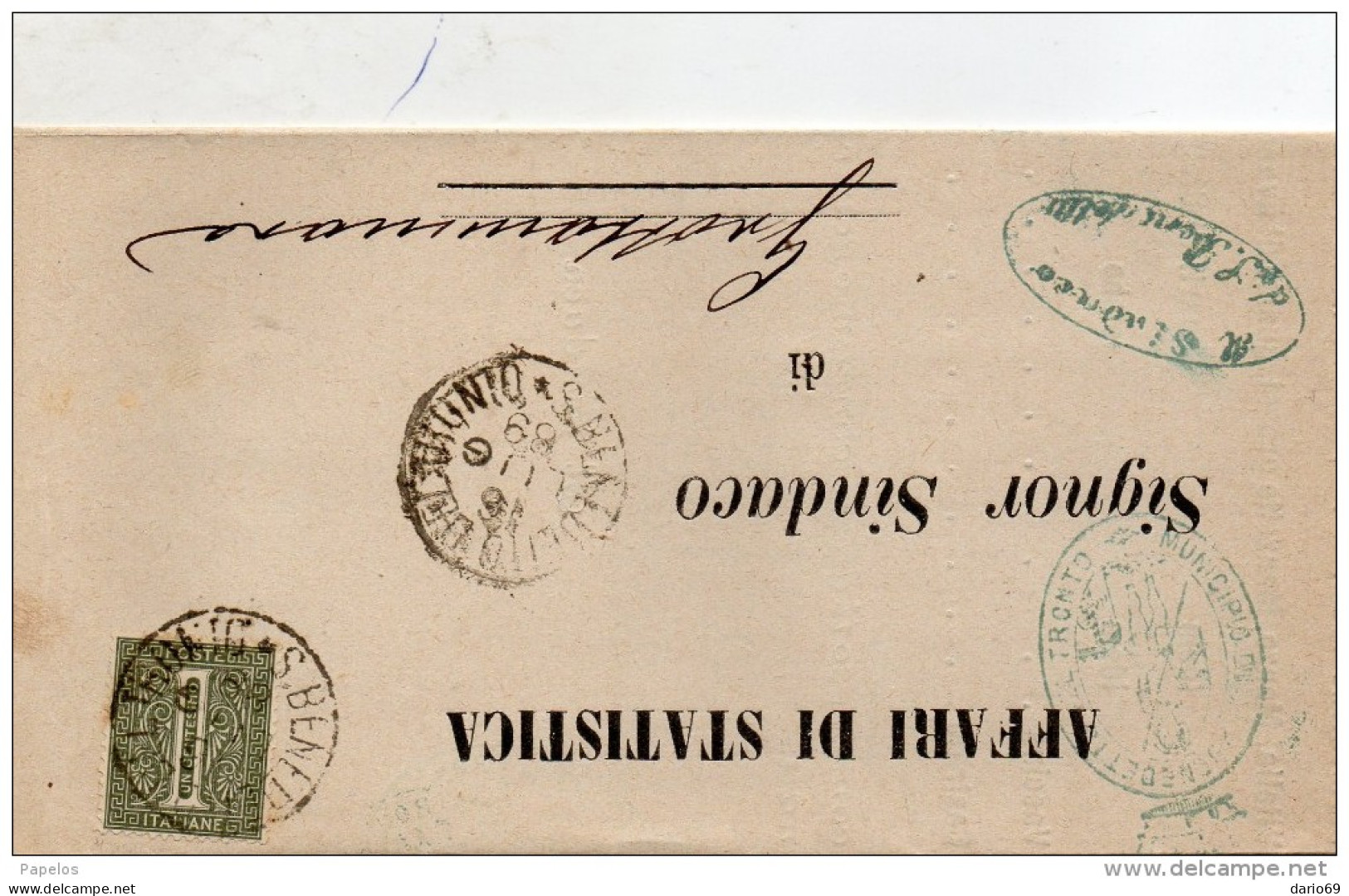 1889  LETTERA CON ANNULLO  SAN BENEDETTO DEL TRONTO ASCOLI - Storia Postale