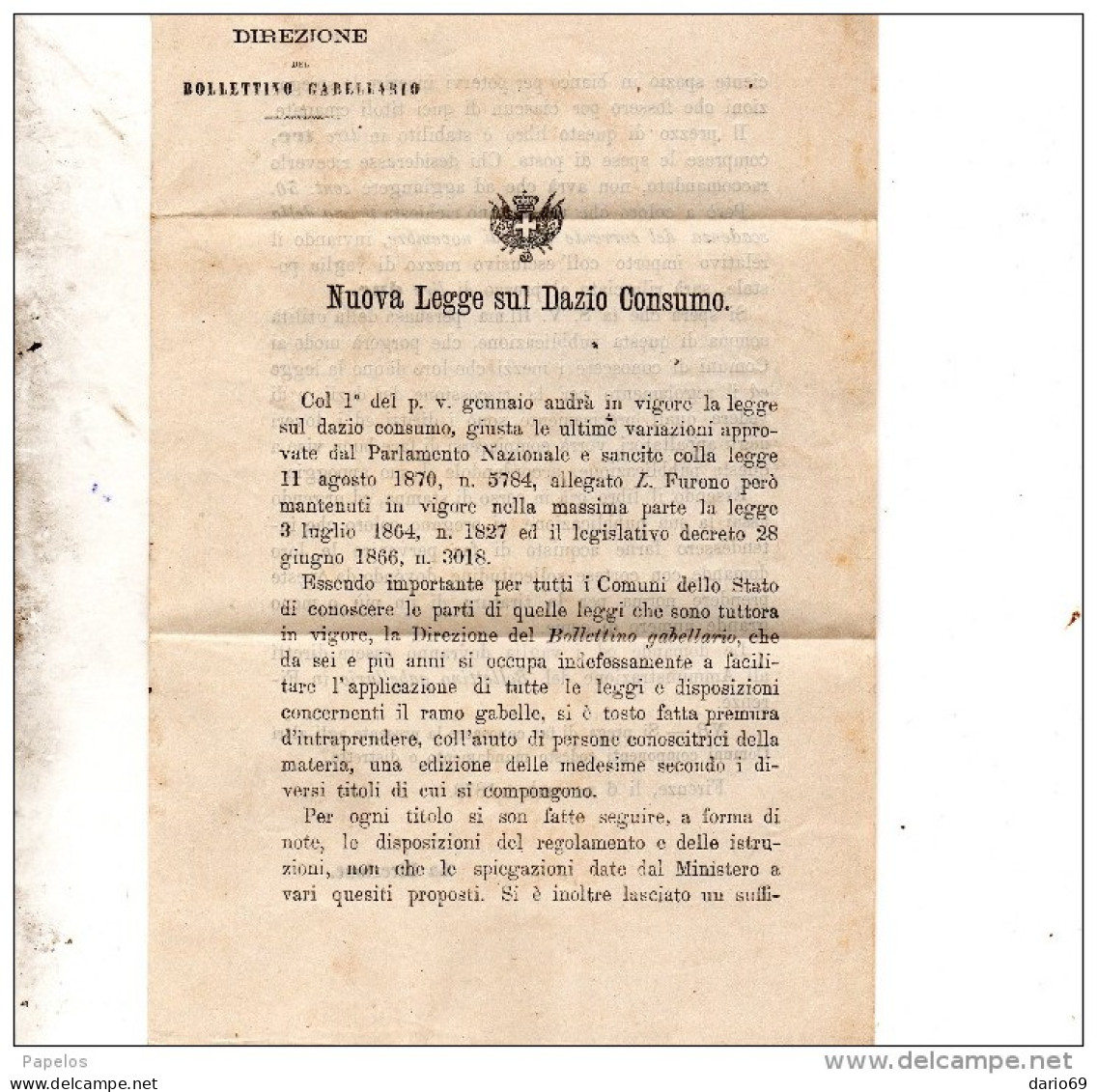 1870   LETTERA CON ANNULLO  FIRENZE + VEROLANUOVA  - NUOVA LEGGE  DAZIO CONSUMO - Marcophilie