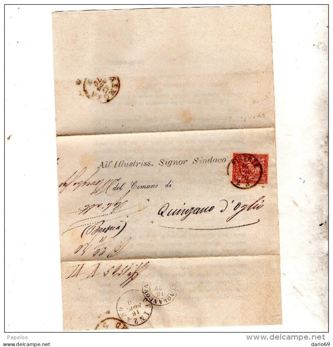 1870   LETTERA CON ANNULLO  FIRENZE + VEROLANUOVA  - NUOVA LEGGE  DAZIO CONSUMO - Storia Postale