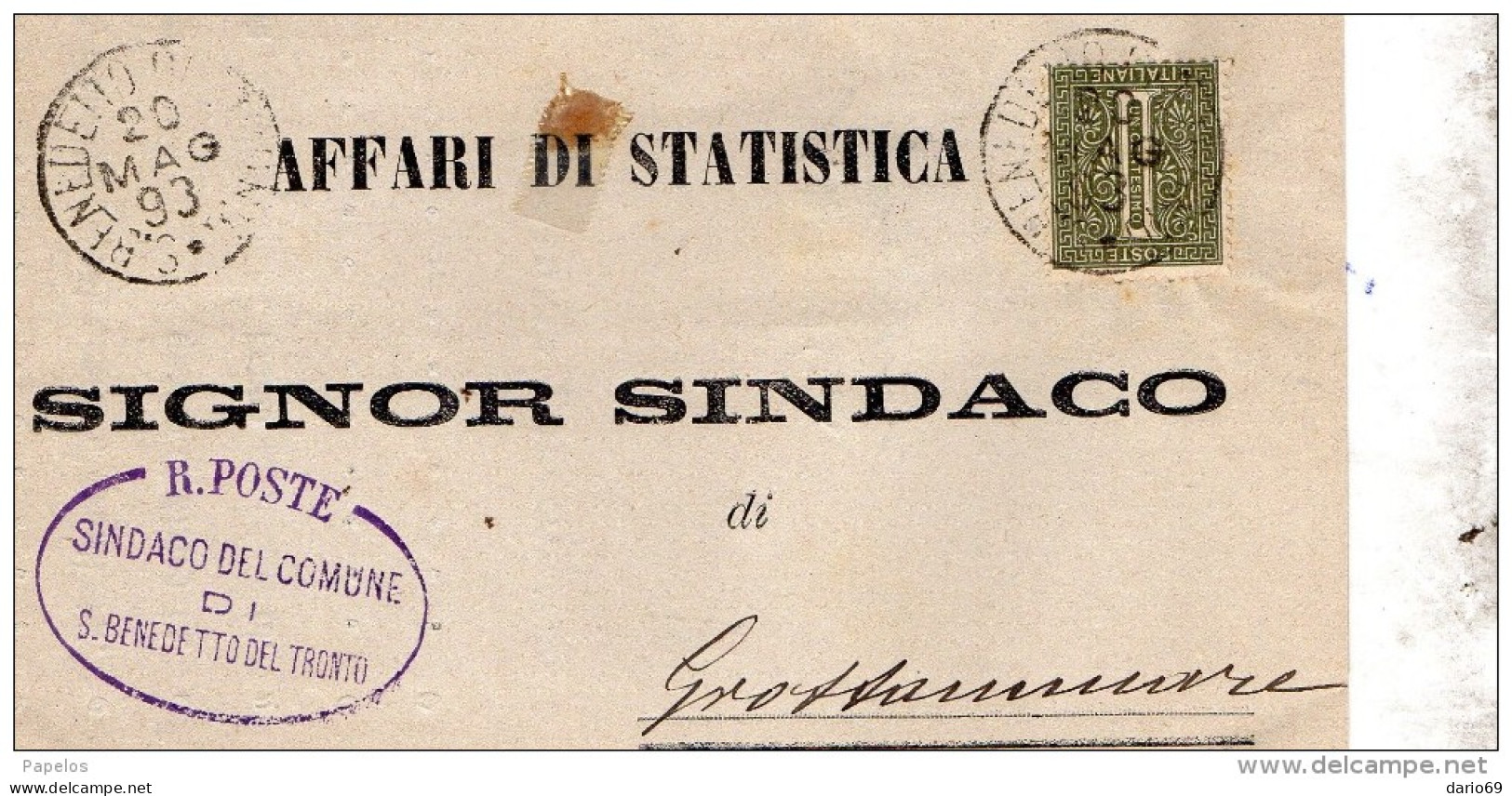 1893   LETTERA CON ANNULLO  S. BENEDETTO DEL TRONTO ASCOLI - Marcophilia