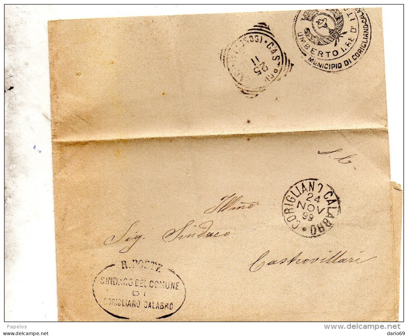 1899  LETTERA CON ANNULLO CORIGLIANO CALABRO COSENZA - Storia Postale