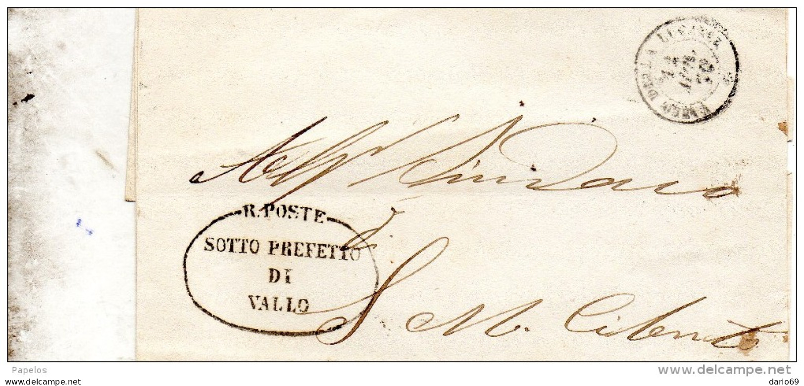 1870  LETTERA CON ANNULLO VALLO DELLA LUCANIA SALERNO - Marcofilía