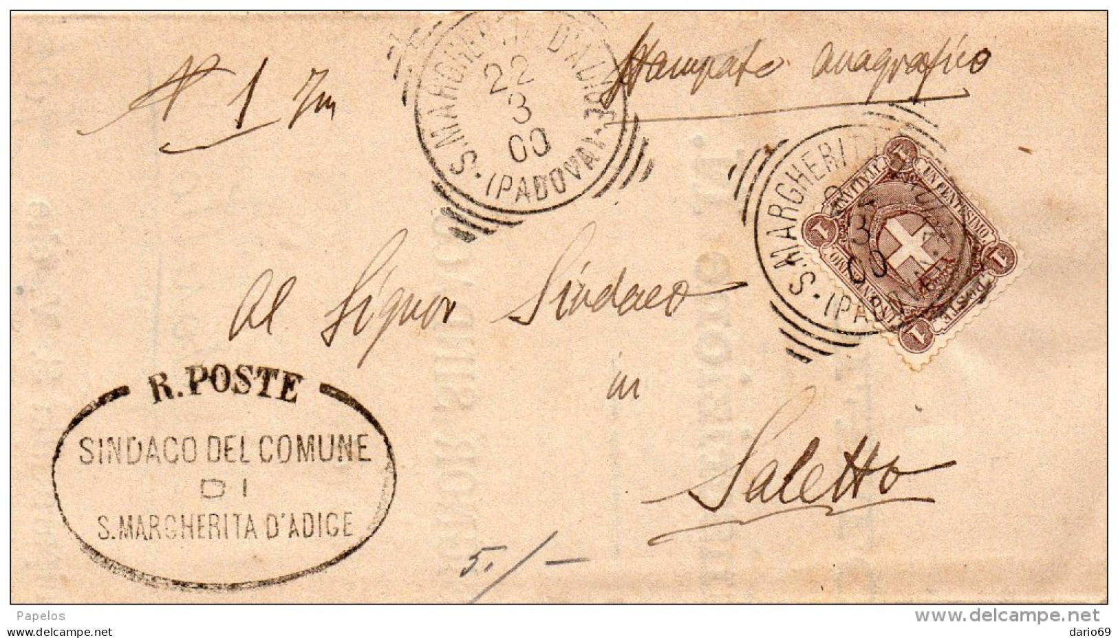 1900  LETTERA CON ANNULLO S. MARGHERITA  D'ADIGE PADOVA - Storia Postale