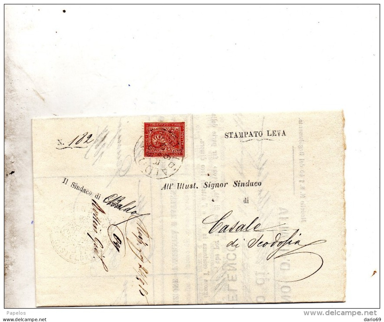 1885   LETTERA  CON ANNULLO CASTELBALDO  PADOVA - Poststempel