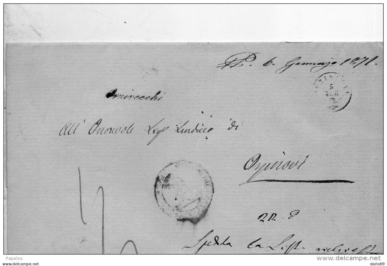 1871   LETTERA  CON ANNULLO ORZIVECCHI  BRESCIA - Storia Postale