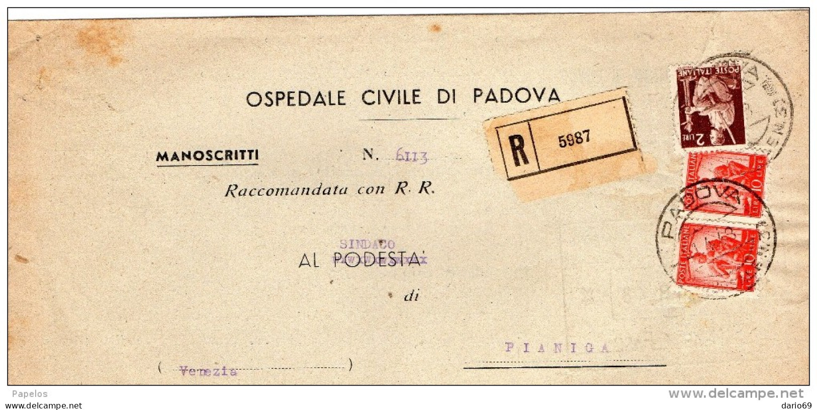 1948  LETTERA CON ANNULLO PADOVA - 1946-60: Marcophilia