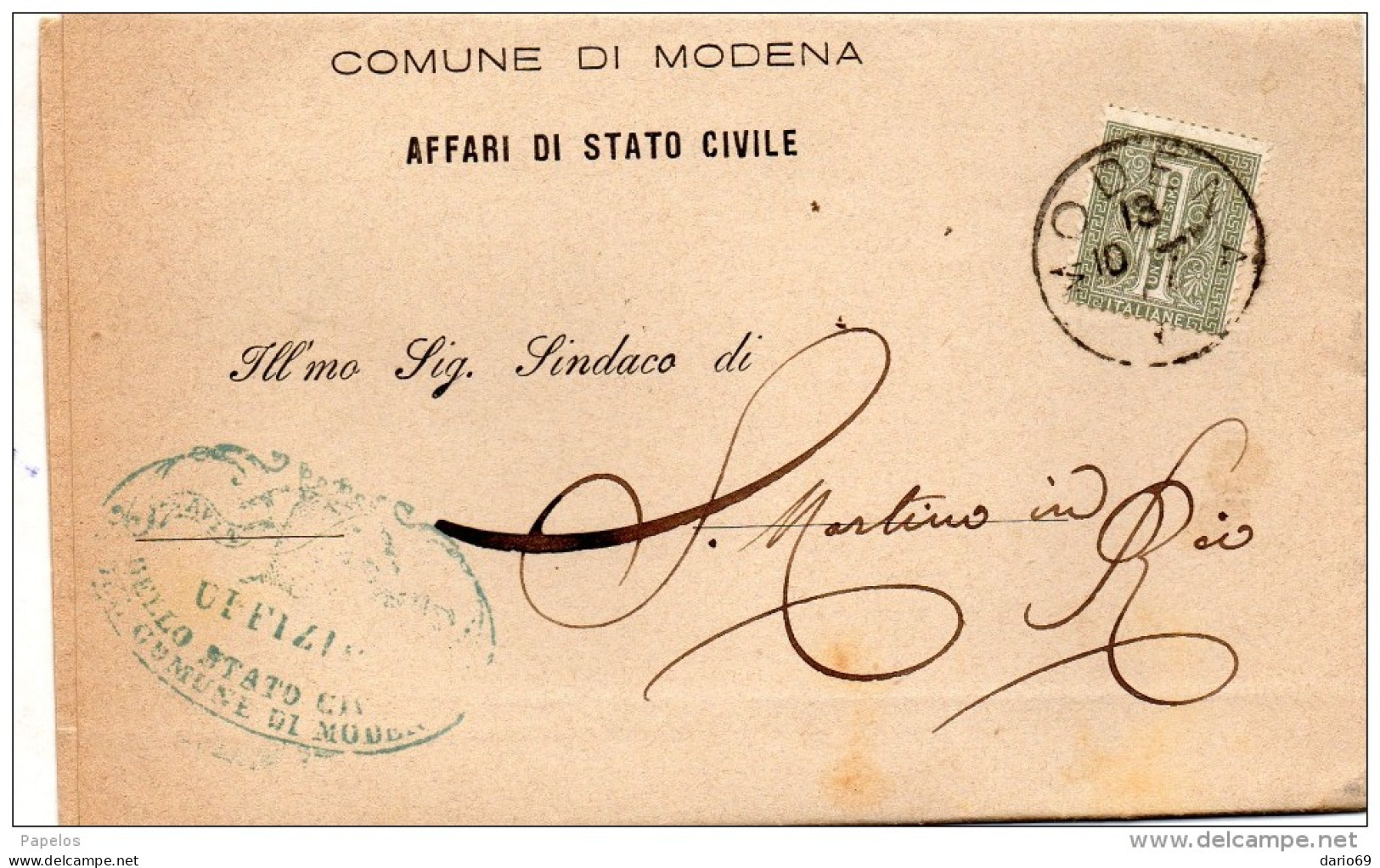 1885  LETTERA CON ANNULLO MODENA - Marcophilie