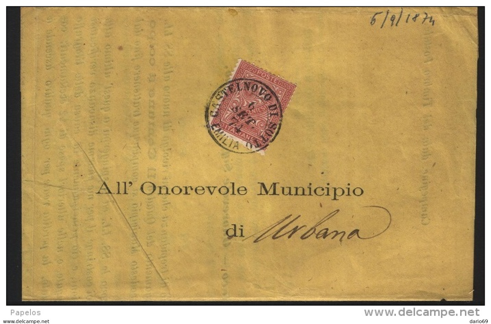 1874  LETTERA CON ANNULLO  CASTELNOVO DI SOTTO REGGIO EMILIA - Storia Postale