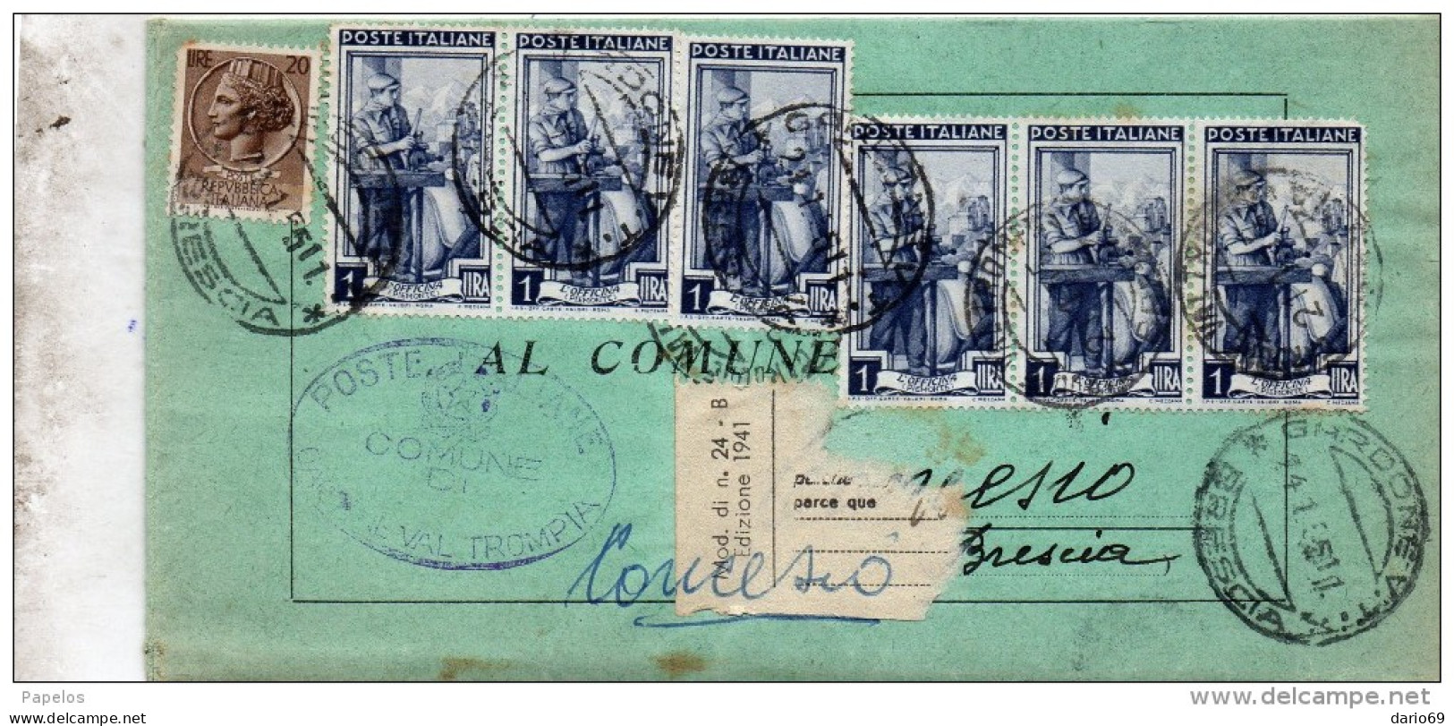 1955  LETTERA   CON ANNULLO CONCESIO BRESCIA - 1946-60: Marcophilia