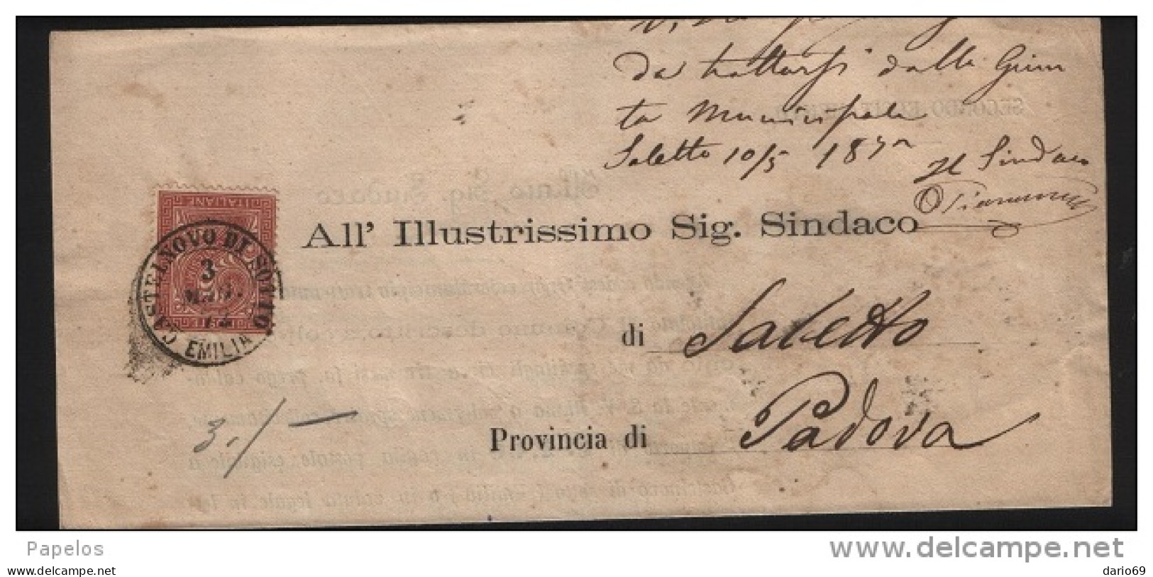 1872   LETTERA  CON ANNULLO CASTELNUOVO DI SOTTO REGGIO EMILIA - Marcophilie