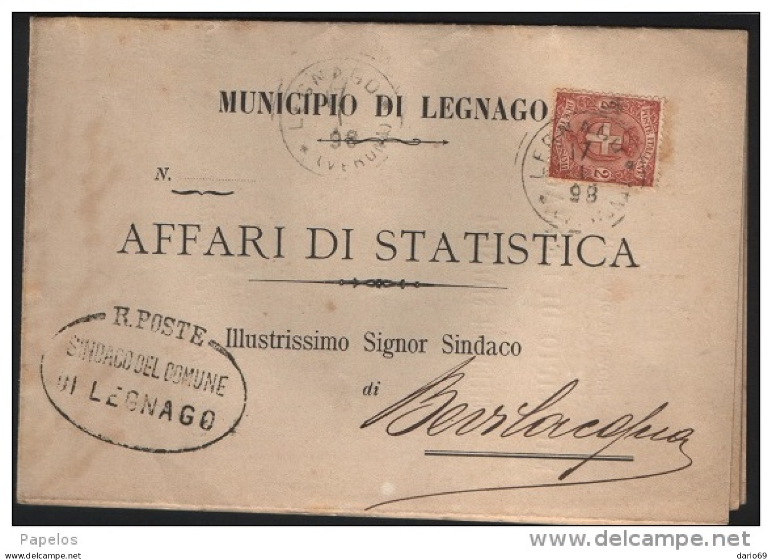 1898  LETTERA   CON ANNULLO  LEGNAGO VERONA - Marcofilie