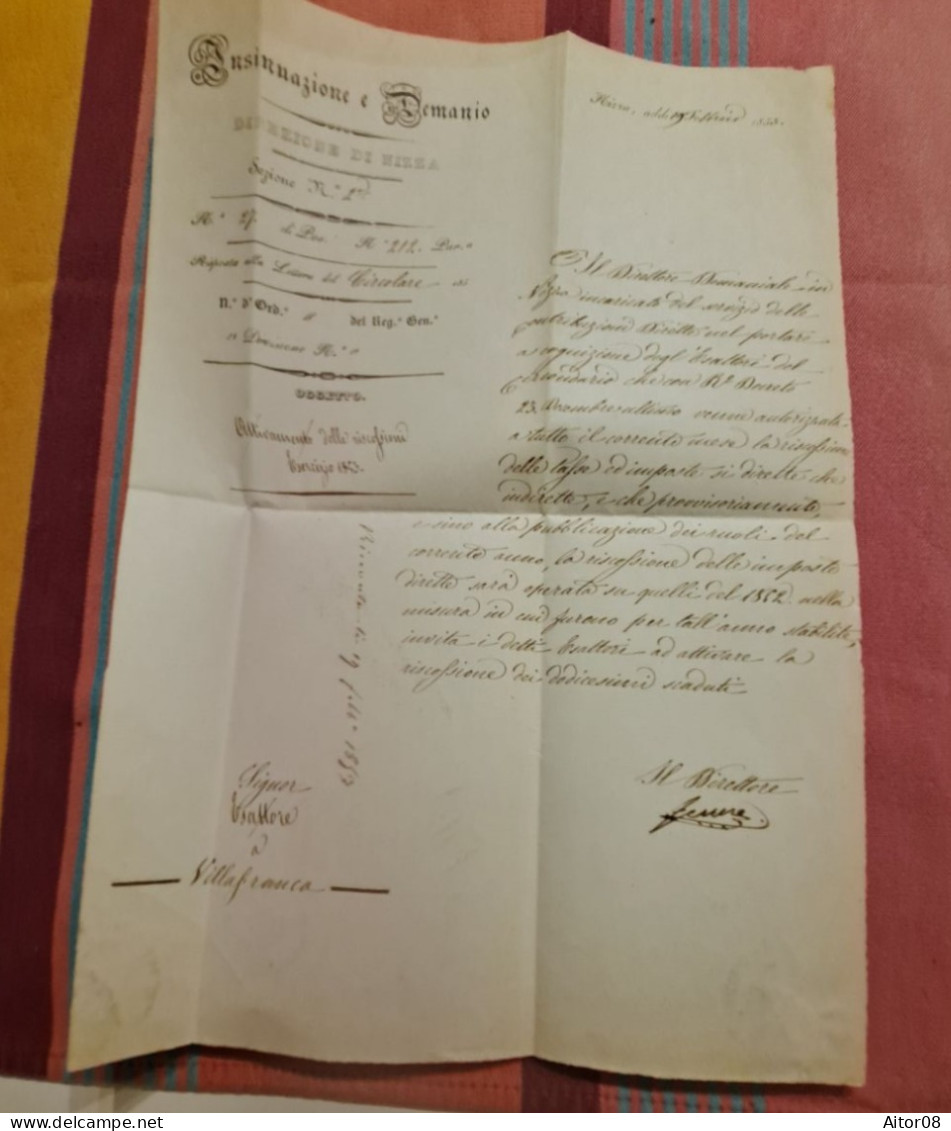 LAC DE 1853 . DE NIZZA  A  VILLAFRANCA.CACHET NIZZA MARITIMA. TRES INTERESSANT. . BEL ETAT - Other & Unclassified