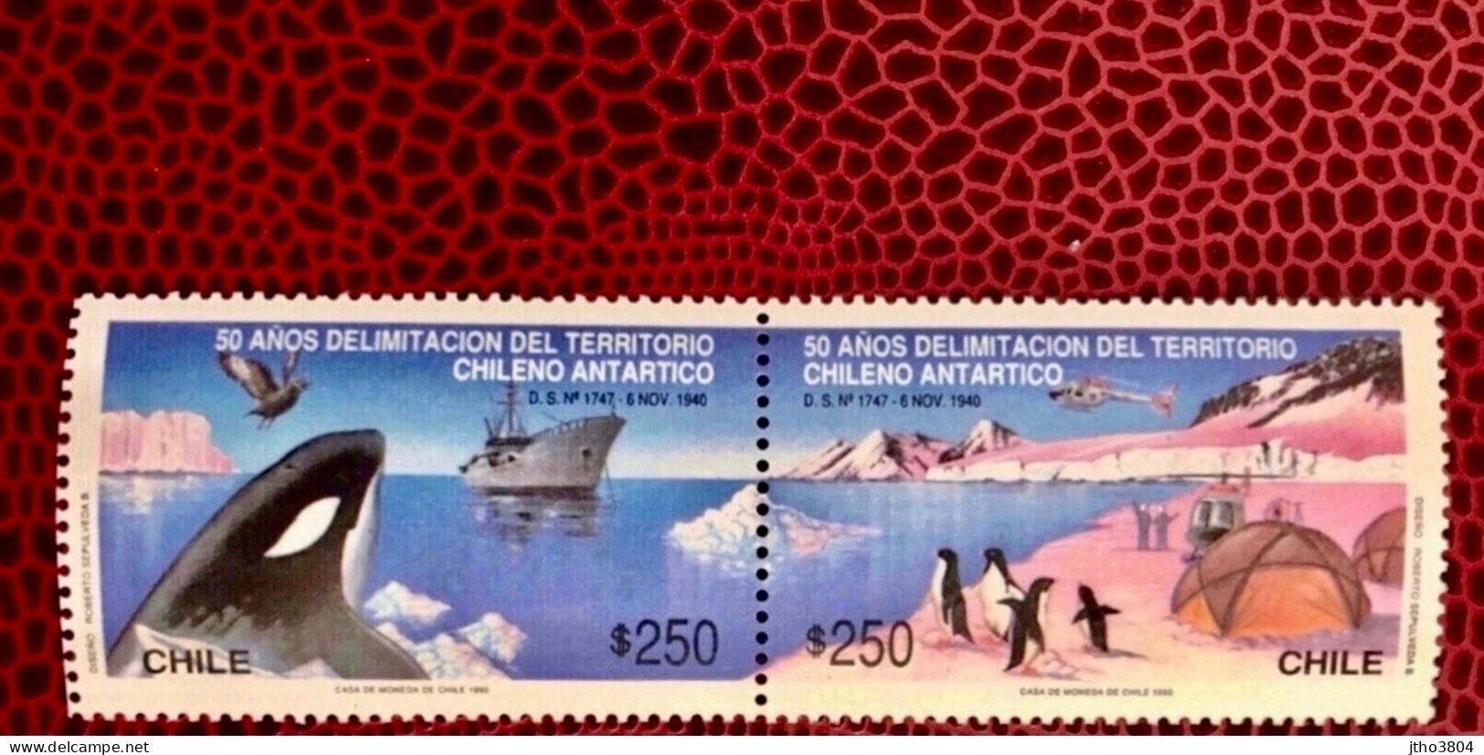 CHILI 1990 2 V Neuf MNH ** Mi 1401 /2 YT 1017 /8 Emperor Penguin Antarctique Antartico CHILE - Pinguïns & Vetganzen