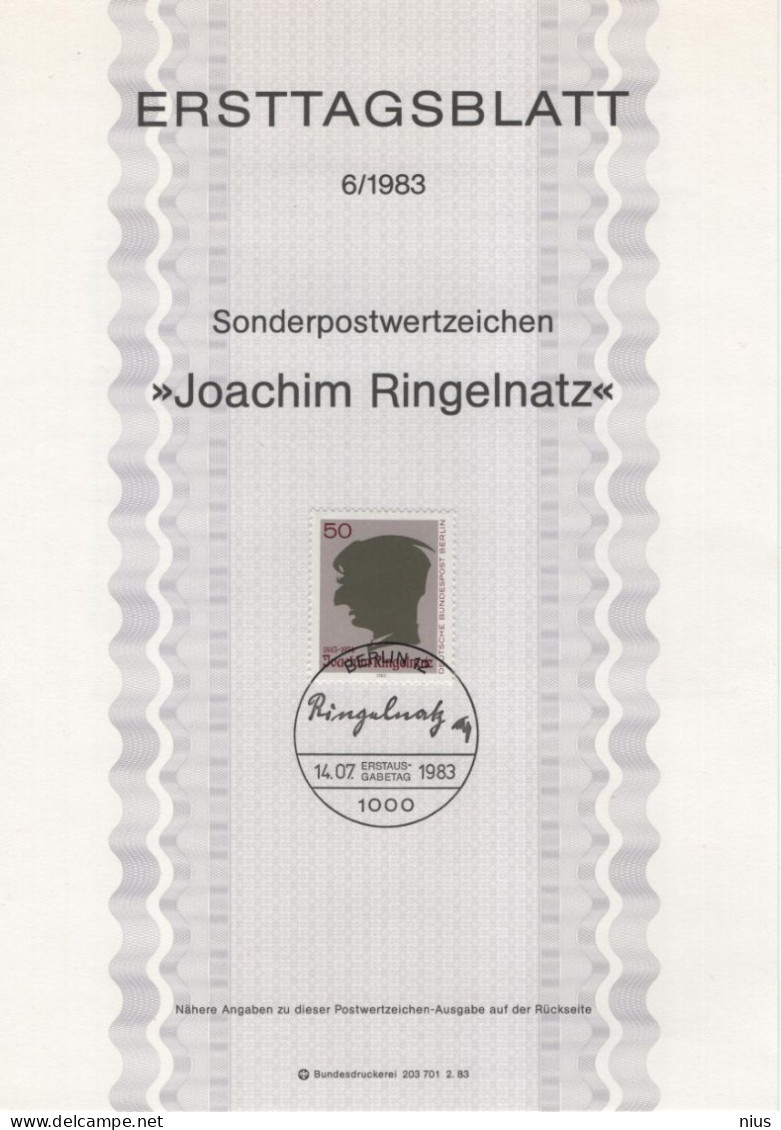Germany Deutschland 1983-06 Joachim Ringelnatz, German Author Painter (Hans Bötticher), Canceled In Berlin - 1981-1990