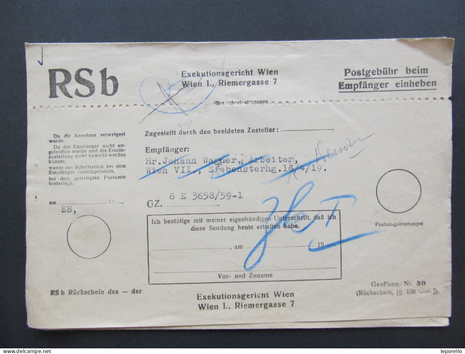 BRIEF Wien Portomarken Ungültig 1959  // D*59499 - Storia Postale